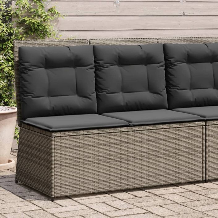 Banc inclinable de jardin avec coussins gris résine tressée - Photo n°1