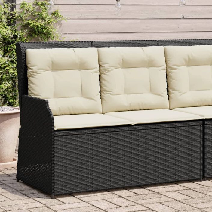 Banc inclinable de jardin avec coussins noir résine tressée - Photo n°1