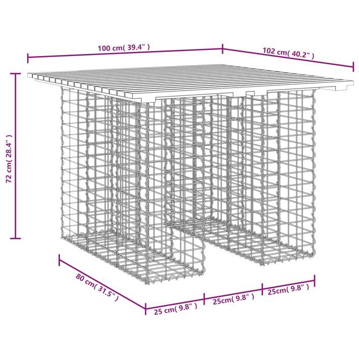 Banc jardin design gabion 100x102x72 cm bois massif de douglas - Photo n°8