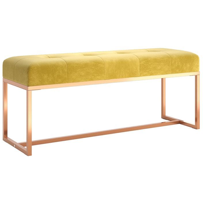 Banc Jaune moutarde 110x36x45 cm Velours - Photo n°1