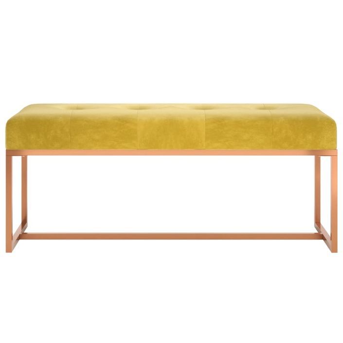 Banc Jaune moutarde 110x36x45 cm Velours - Photo n°3