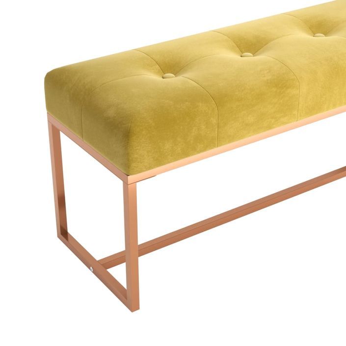 Banc Jaune moutarde 110x36x45 cm Velours - Photo n°5