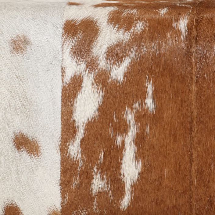 Banc marron et blanc 160x28x50 cm cuir de chèvre véritable - Photo n°6