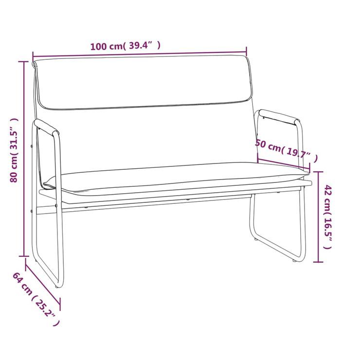 Banc Noir 100x64x80 cm Similicuir - Photo n°8