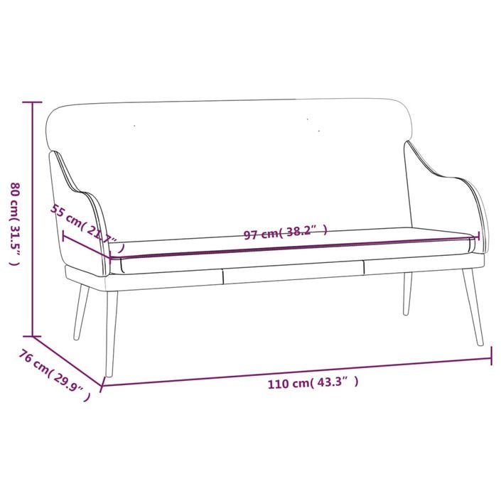 Banc Noir 110x76x80 cm Similicuir - Photo n°8