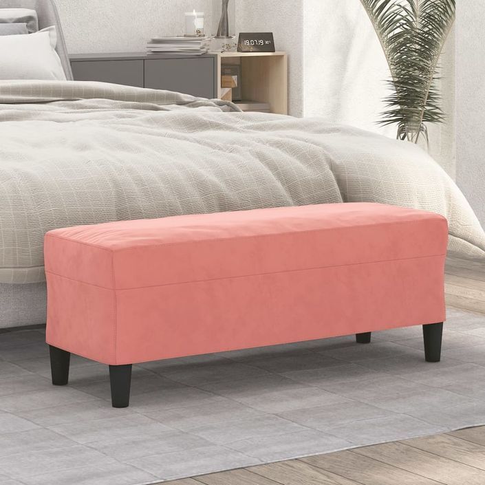 Banc Rose 100x35x41 cm Velours - Photo n°1