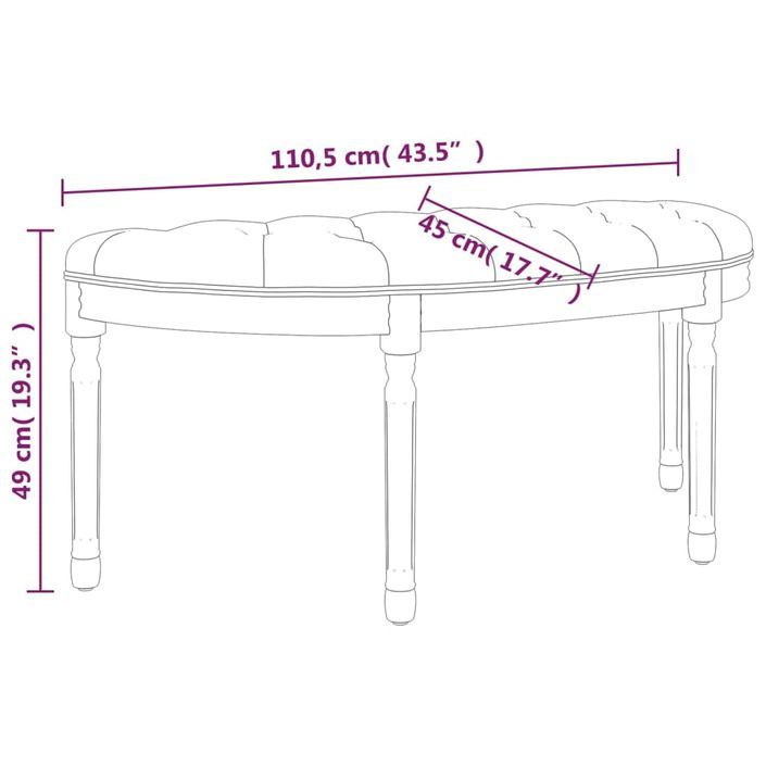 Banc Rose 110,5x45x49 cm Velours - Photo n°8