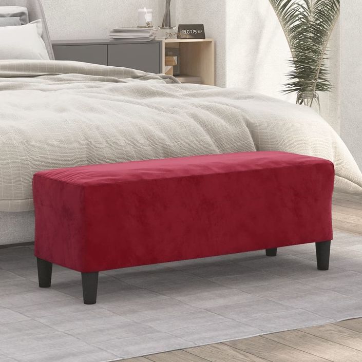 Banc Rouge bordeaux 100x35x41 cm Velours - Photo n°1