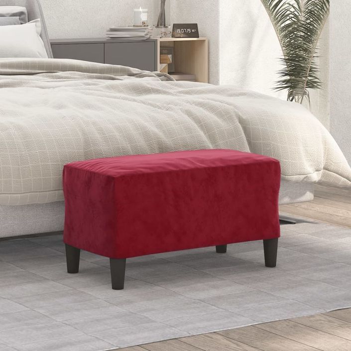 Banc Rouge bordeaux 70x35x41 cm Velours - Photo n°1