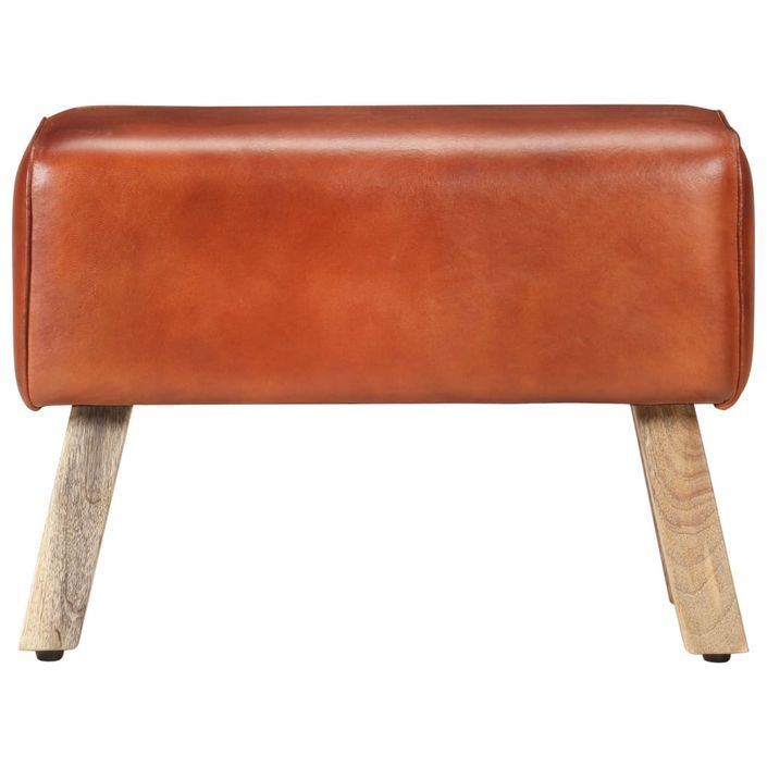 Banc saut de cheval 58cm Marron Cuir véritable et bois manguier - Photo n°3