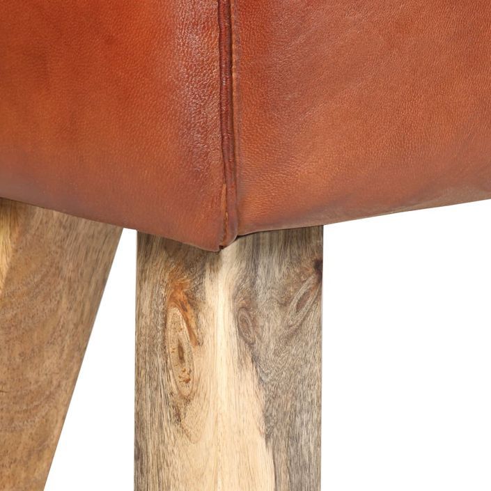 Banc saut de cheval 58cm Marron Cuir véritable et bois manguier - Photo n°5