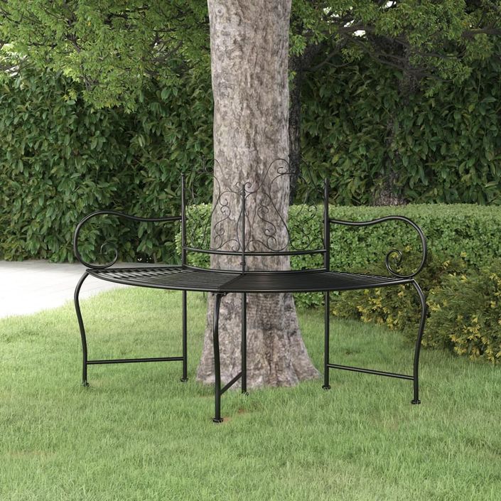 Banc tour d'arbre 150 cm Noir Acier - Photo n°1