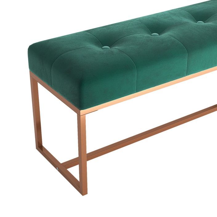 Banc Vert foncé 110x36x45 cm Velours - Photo n°5