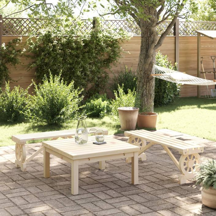 Bancs de jardin 2 pcs bois de sapin massif - Photo n°2