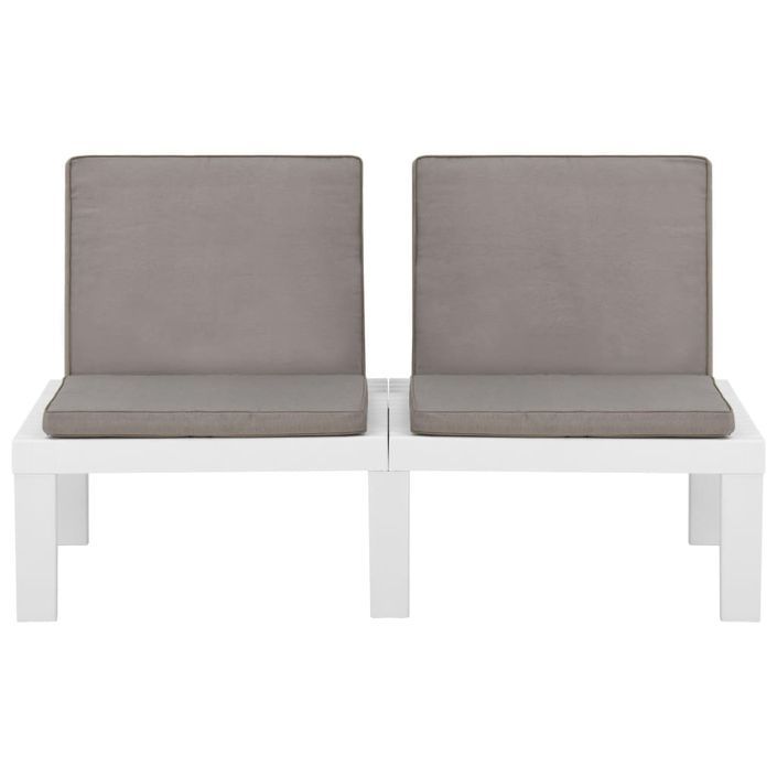 Bancs de salon de jardin avec coussins 2 pcs Plastique Blanc - Photo n°5