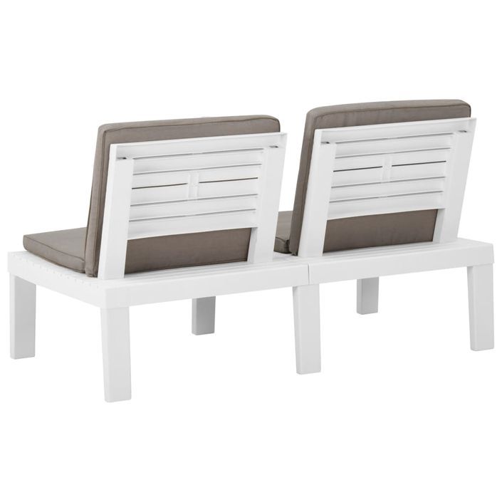 Bancs de salon de jardin avec coussins 2 pcs Plastique Blanc - Photo n°7