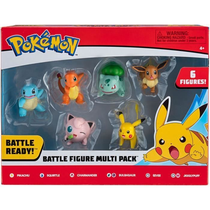 BANDAI - Pokémon Pack de 6 figurines (Pikachu, Carapuce, Salameche, Bulbizarre, Evoli, Grodoudou) - Photo n°1