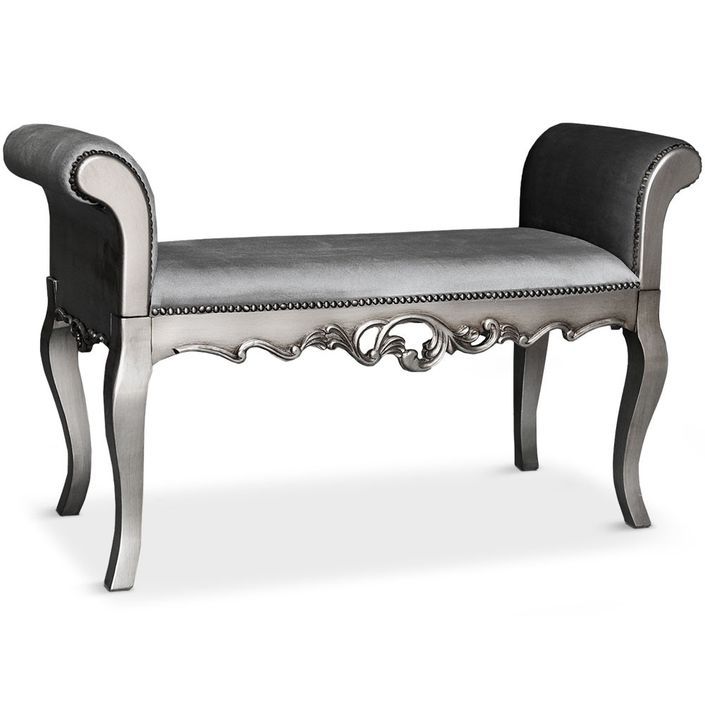 Banquette baroque assise velours Gris - Photo n°1