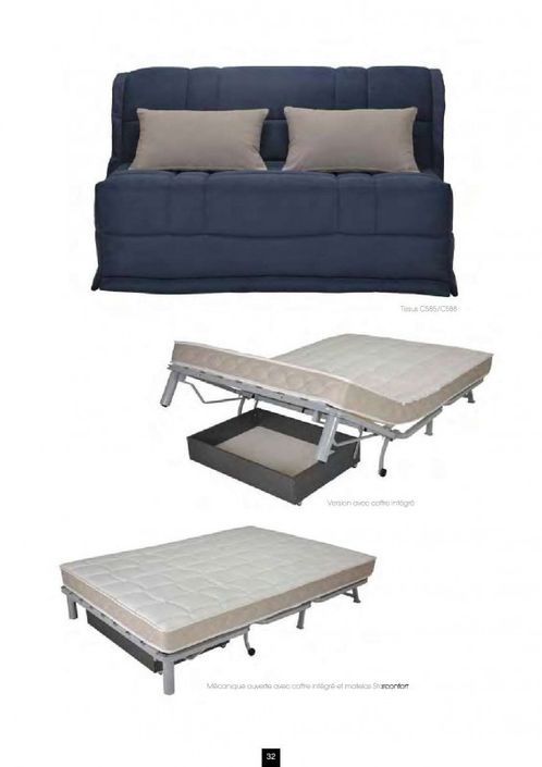 Banquette BZ microfibre 140x200 cm avec rangement Matelas Bultex 15 cm Barnes - Photo n°2