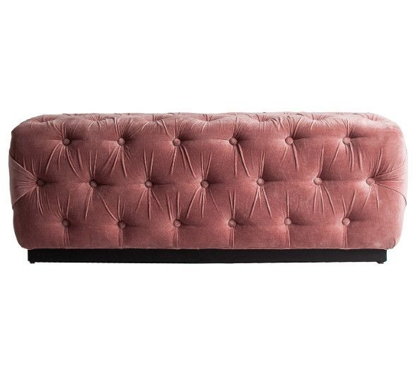 Banquette capitonnée velours rose pâle Vicky - Photo n°1