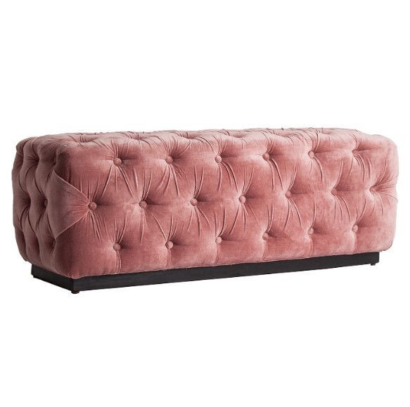 Banquette capitonnée velours rose pâle Vicky - Photo n°2