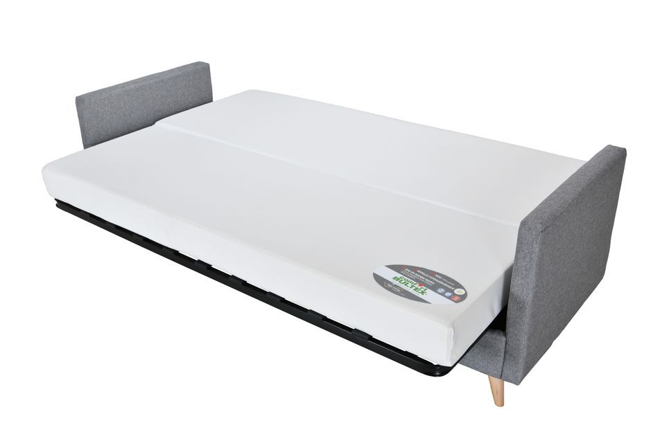 Banquette clic clac tissu 130x190 cm matelas Bultex 14 cm avec rangement Balia - Photo n°3