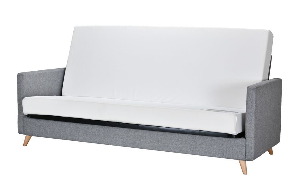 Banquette clic clac tissu 130x190 cm matelas Bultex 14 cm avec rangement Balia - Photo n°5