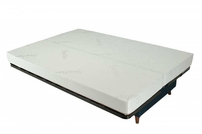 Banquette Clic-clac tissu 130x190 cm matelas Bultex 14 cm avec rangement Boky - Photo n°3