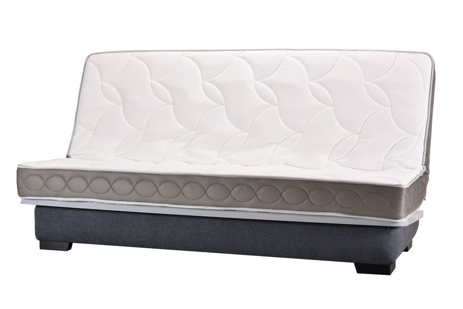 Banquette clic clac tissu 130x190 cm matelas Starbed 13 cm avec coffre de rangement Raka - Photo n°3