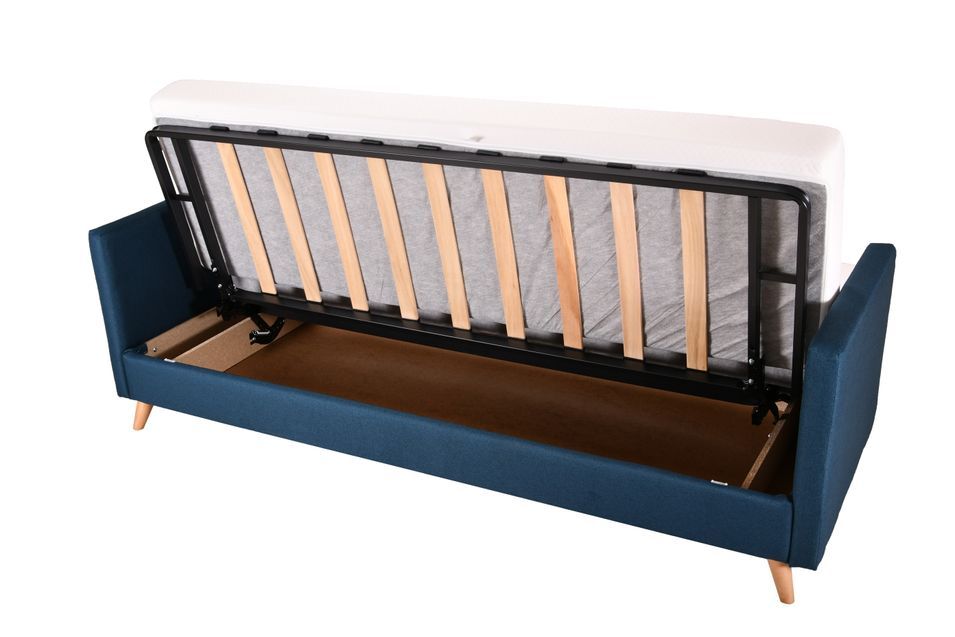 Banquette Clic-clac tissu 130x190 cm matelas Starbed 13 cm avec rangement Soly - Photo n°7