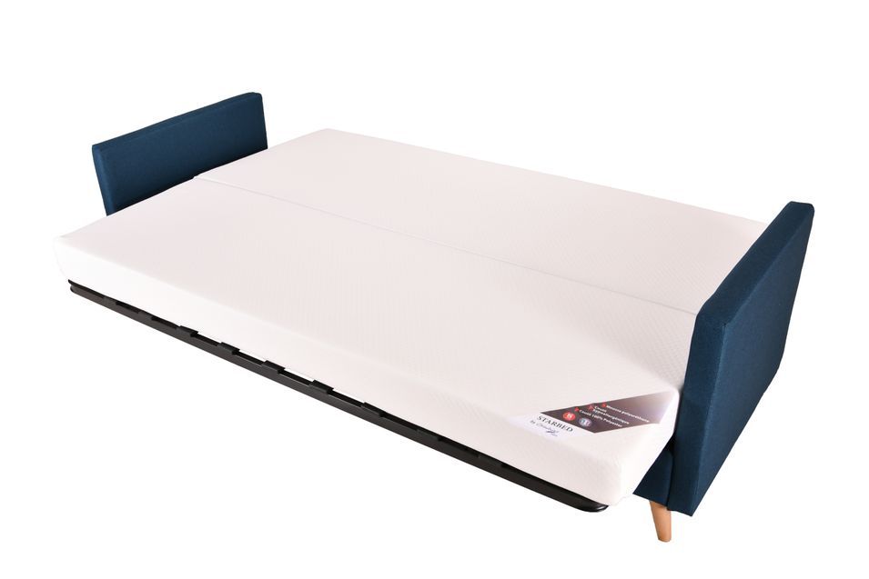 Banquette Clic-clac tissu 130x190 cm matelas Starbed 13 cm avec rangement Soly - Photo n°4