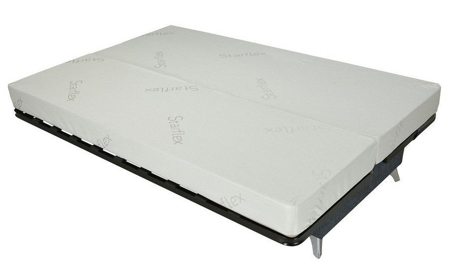 Banquette Clic-clac tissu 130x190 cm matelas Starflex 13 cm avec rangement Malax - Photo n°3