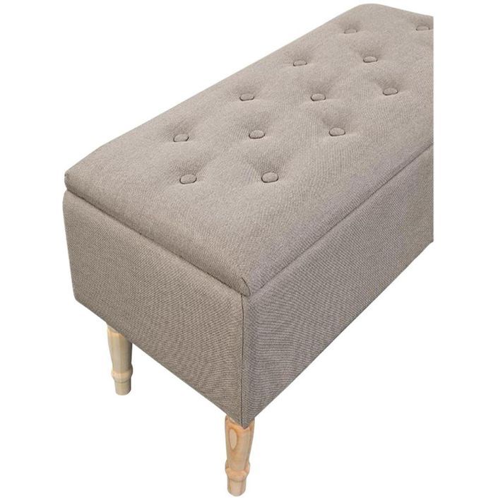 Banquette coffre tissu beige foncé et bois clair Milacru 80 cm - Photo n°5