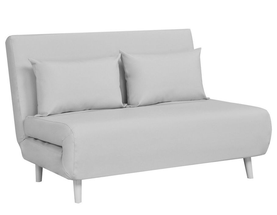 Banquette lit convertible 2 places simili cuir blanc Bibao - Photo n°1