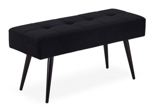 Banquette velours et pieds bois massif noir Venyl 90 cm - Photo n°1