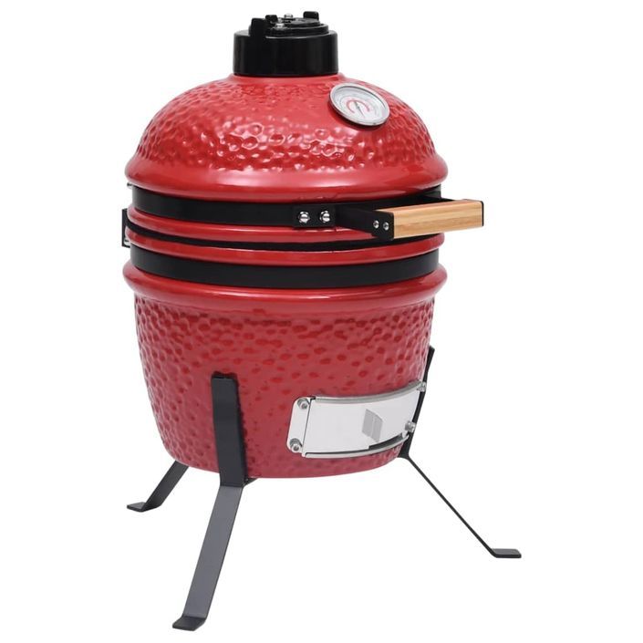 Barbecue à fumoir Kamado 2-en-1 Céramique 56 cm Rouge - Photo n°1