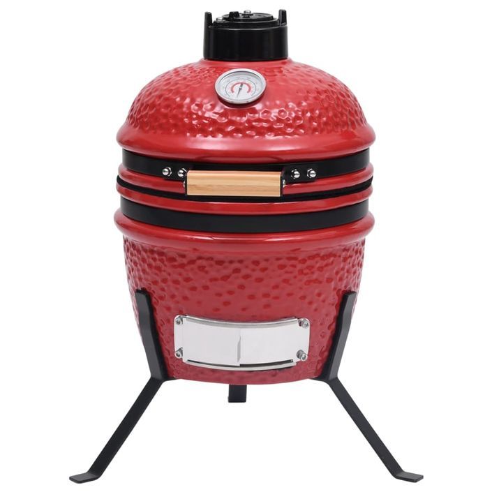 Barbecue à fumoir Kamado 2-en-1 Céramique 56 cm Rouge - Photo n°5