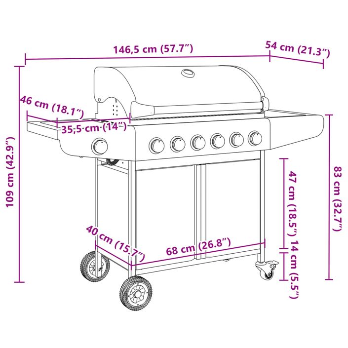 Barbecue à gaz avec 7 brûleurs argent acier inoxydable - Photo n°11