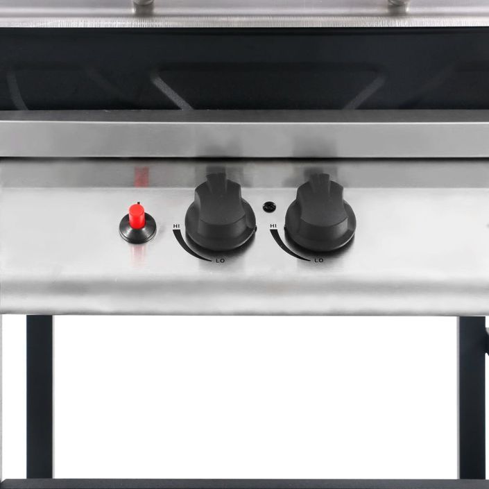 Barbecue à gaz avec tablette à 3 couches Noir et argenté - Photo n°5
