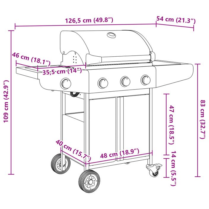 Barbecue gril à gaz avec 4 brûleurs argenté acier inoxydable - Photo n°11