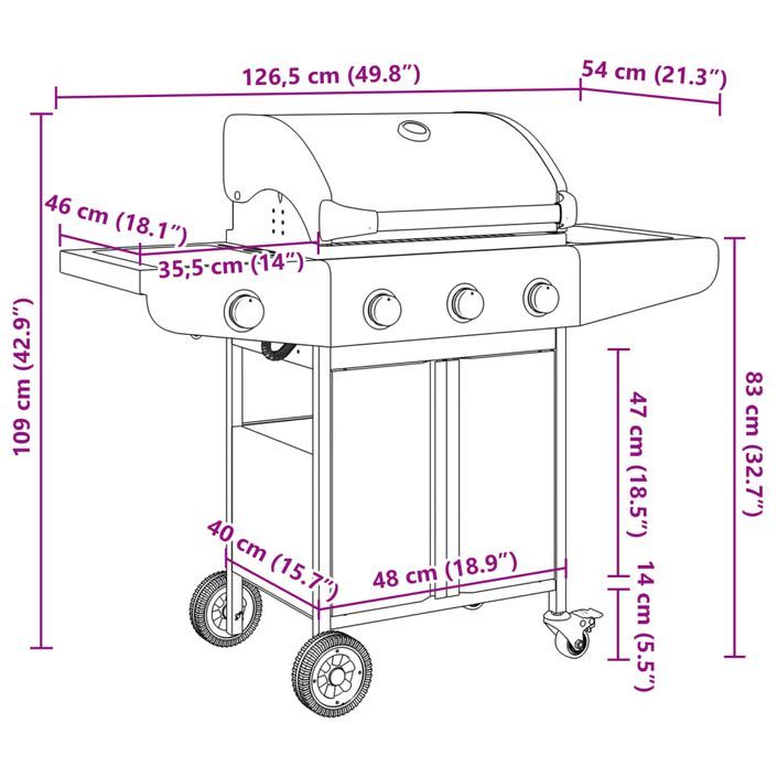 Barbecue gril à gaz avec 4 brûleurs argenté acier inoxydable - Photo n°11