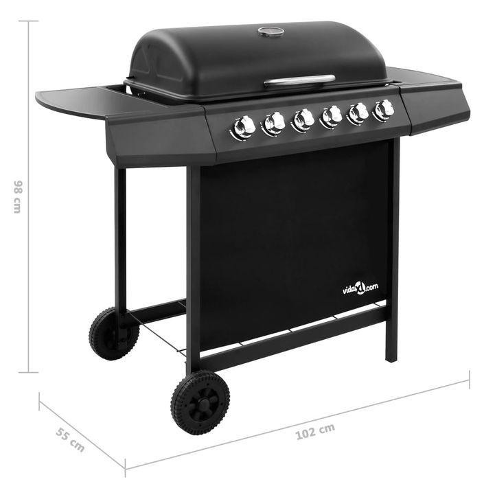 Barbecue gril à gaz avec 6 brûleurs Noir - Photo n°7