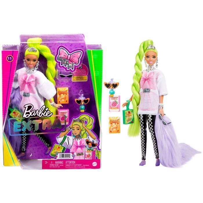 Barbie - Barbie Extra Natte Vert Fluo - Poupée - Photo n°1
