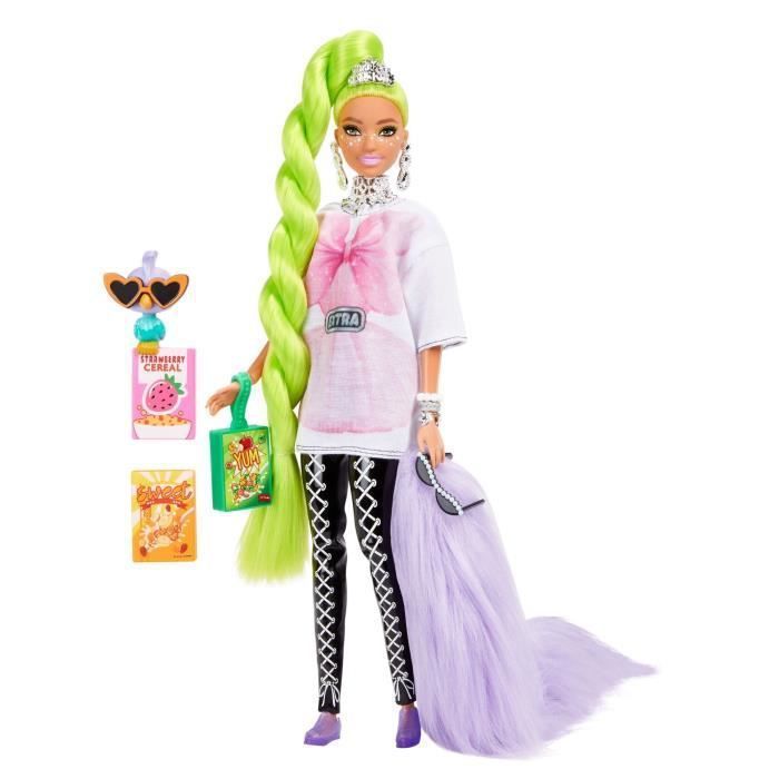 Barbie - Barbie Extra Natte Vert Fluo - Poupée - Photo n°2