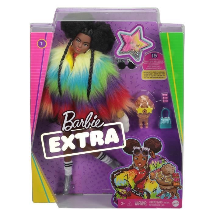 BARBIE EXTRA Manteau Multicolore Brune Coupe Afro - Photo n°5