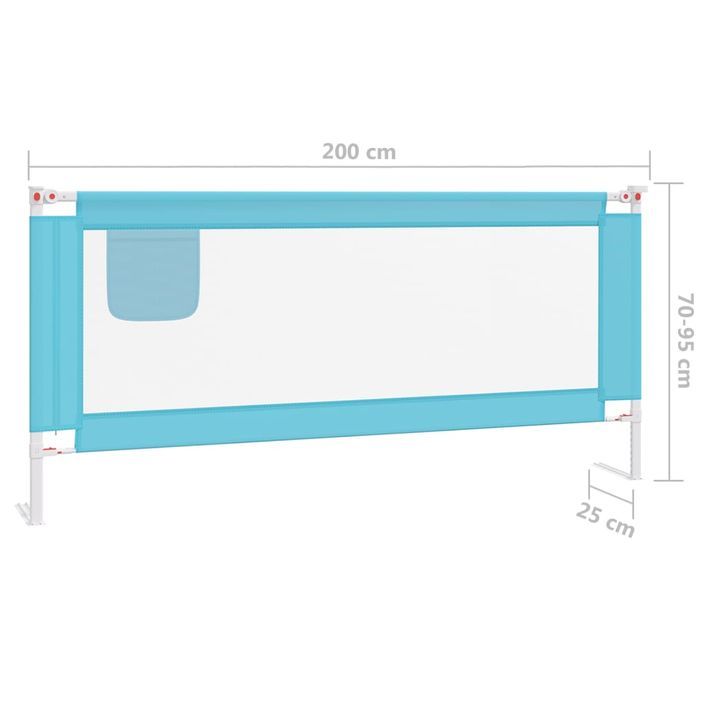 Barrière de sécurité de lit d'enfant Bleu 200x25 cm Tissu - Photo n°8