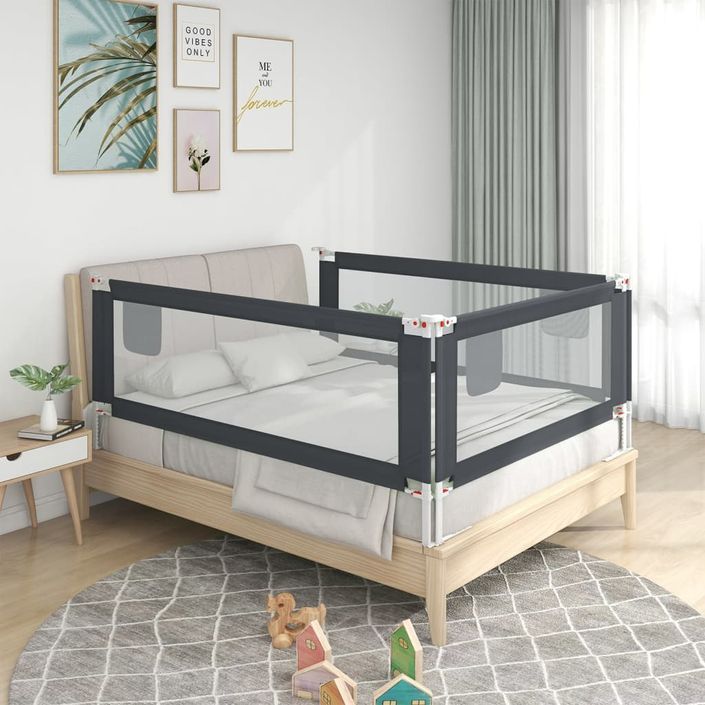 Barrière de sécurité de lit d'enfant Gris foncé 120x25 cm Tissu - Photo n°1