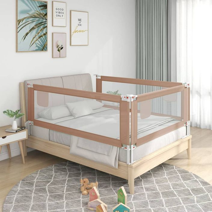 Barrière de sécurité de lit d'enfant Taupe 150x25 cm Tissu - Photo n°1
