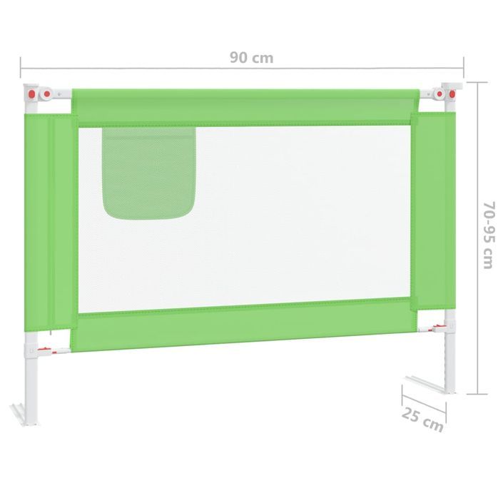 Barrière de sécurité de lit enfant Vert 90x25 cm Tissu - Photo n°8