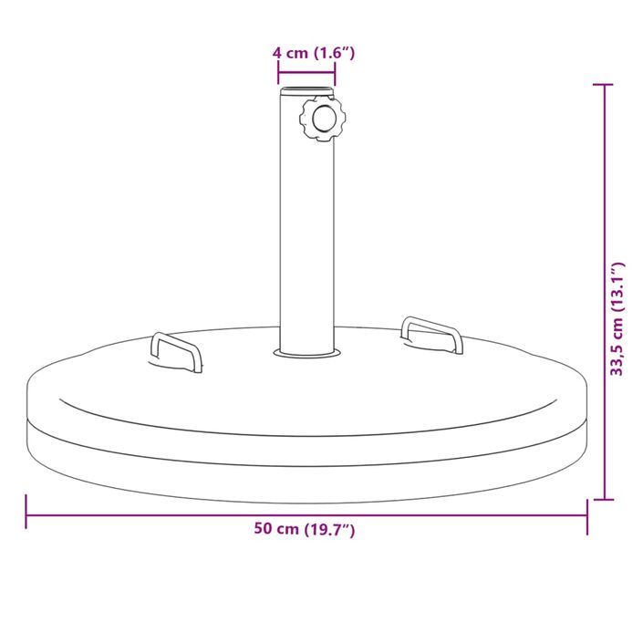 Base de parasol avec poignées pour mâts Ø38 / 48 mm 25 kg rond - Photo n°9